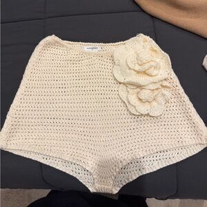 Pepper Mayor Cream Crochet Shorts